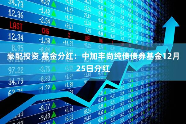 豪配投资 基金分红：中加丰尚纯债债券基金12月25日分红